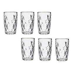 Foto van Set van 6x stuks luxe gedecoreerd glas drinkglazen/waterglazen van 340 ml transparant/goud - drinkglazen