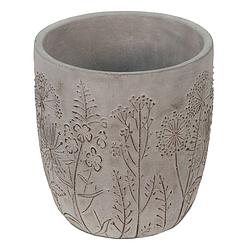 Foto van Clayre & eef bloempot ø 16*18 cm grijs beige steen bloemen bloempot binnen plantenpot plant pot grijs bloempot binnen