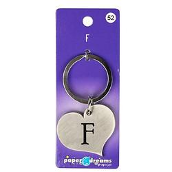 Foto van Paper dreams sleutelhanger hart letter f 10 x 4 cm staal zilver