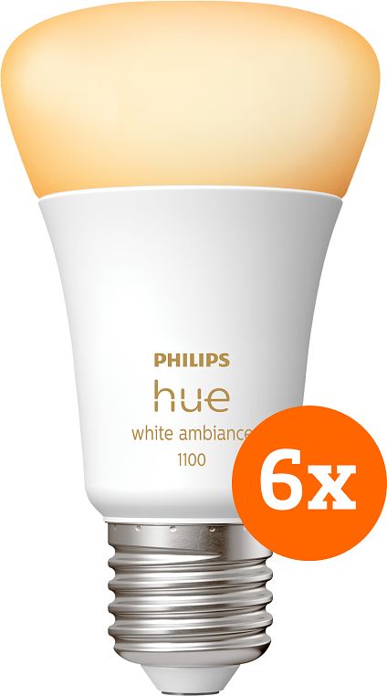 Foto van Philips hue white ambiance e27 1100lm 6-pack