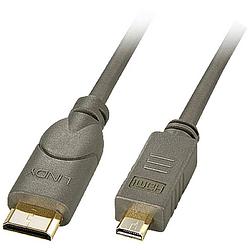 Foto van Lindy hdmi aansluitkabel hdmi-mini-c stekker, hdmi-micro-d stekker 1.00 m zilver-grijs 41340 high speed hdmi met ethernet, ofc-kabel, rond, ultra hd-hdmi met