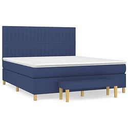 Foto van The living store boxspringbed - bed - matras - topmatras en bank - 203x180x118/128 cm - blauw