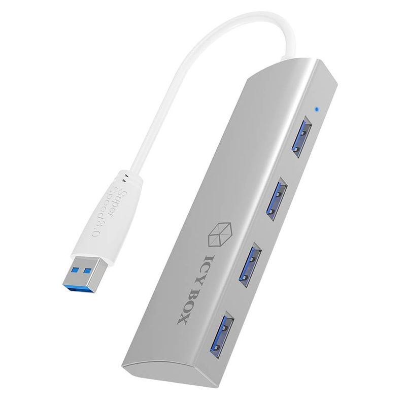 Foto van Icy box ib-ac6401 usb 3.2 gen 1-hub 4 poorten zilver