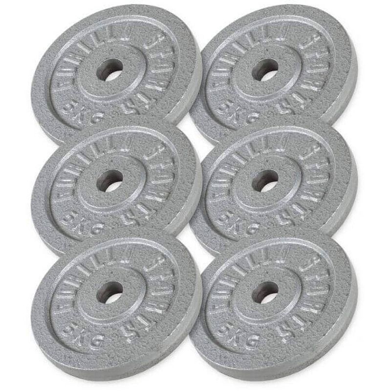 Foto van Gorilla sports halterschijven set - bundel - 30 kg (6 x 5 kg) - gietijzer - 30