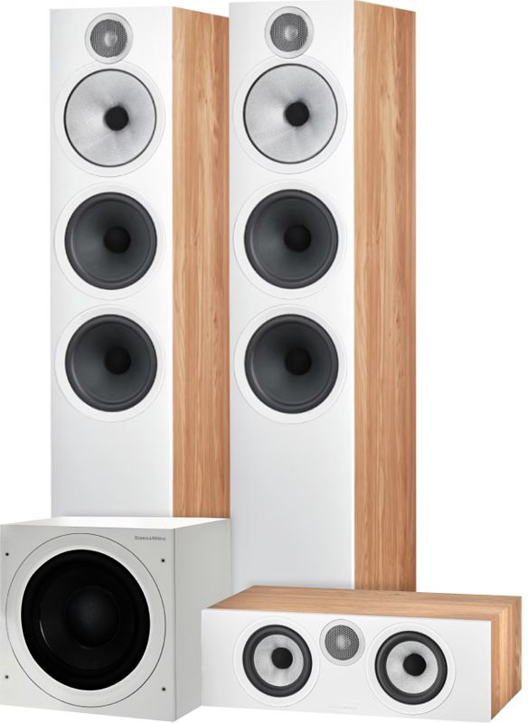 Foto van Bowers & wilkins htm6 s3 + 603 s3 (per paar) bruin + asw610 wit