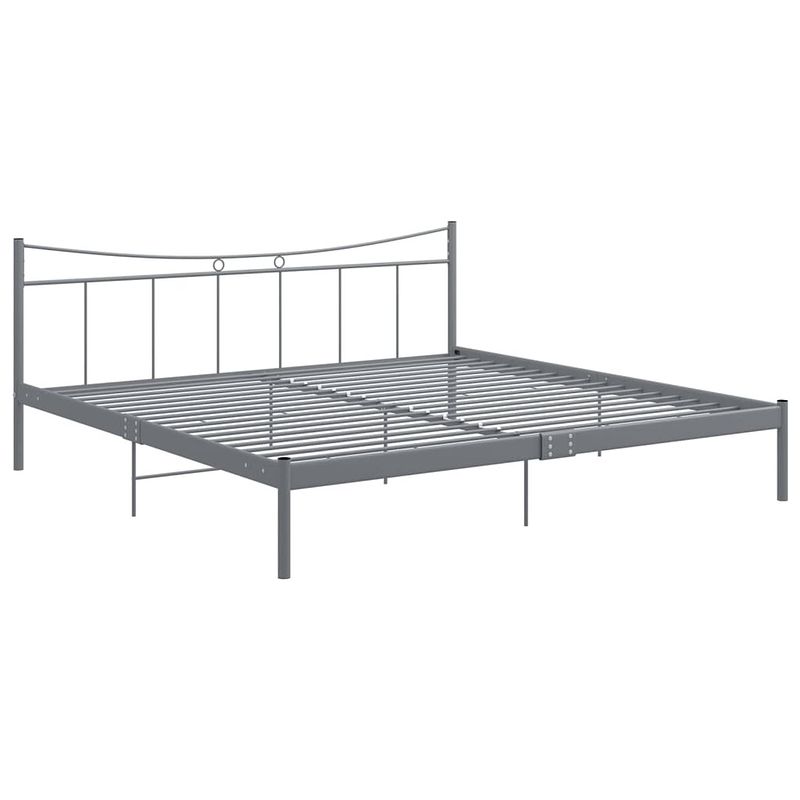 Foto van The living store metalen bedframe - grijs - 209.5 x 202 x 88.5 cm - stevig en duurzaam