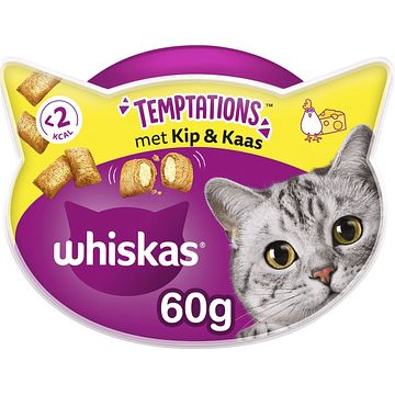 Foto van Whiskas temptations kip & kaas kattensnacks 60g bij jumbo