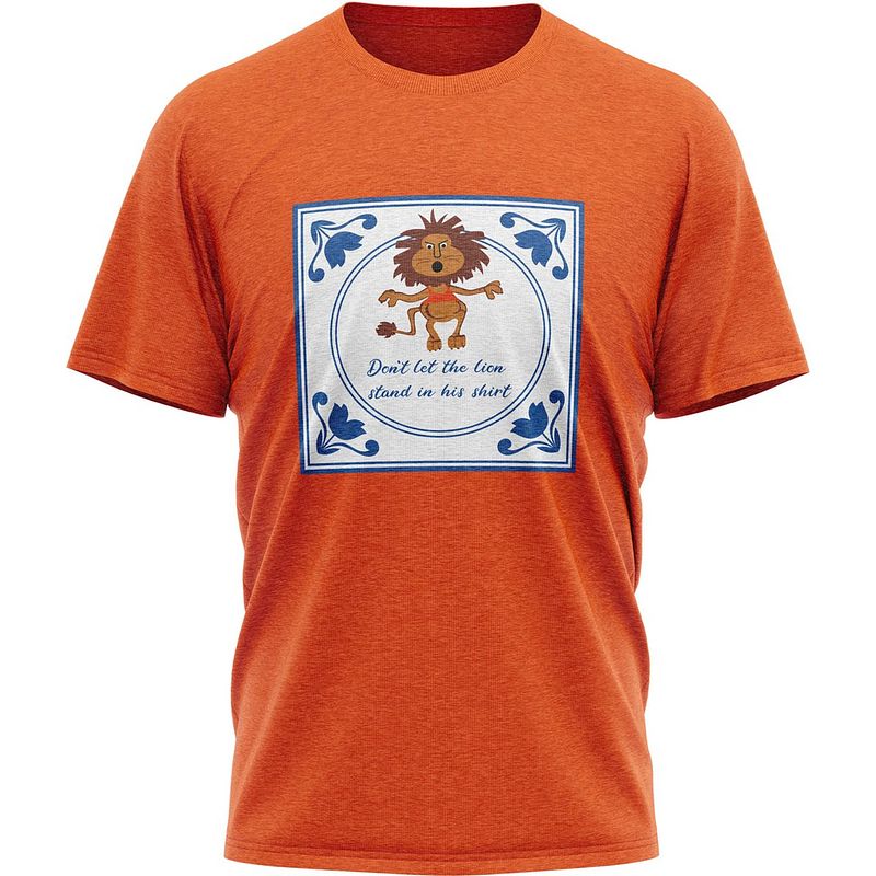 Foto van Jap oranje t-shirt - heren - maat l - regular fit - ademend katoen - koningsdag, nederlands elftal, formule 1 etc.