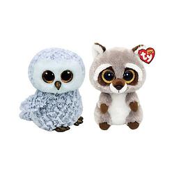 Foto van Ty - knuffel - beanie boo's - owlette owl & racoon