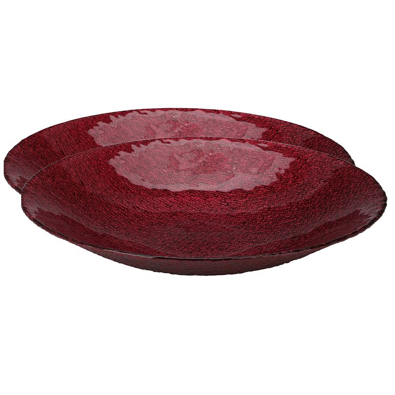 Foto van 2x stuks glazen decoratie schalen/fruitschalen rood rond d30 x h6 cm - fruitschalen