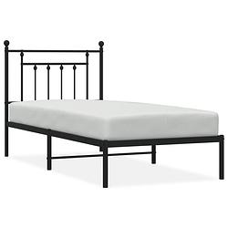 Foto van Vidaxl bedframe met hoofdbord metaal zwart 90x200 cm