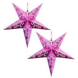 Foto van 2x roze kerststerren 60 cm - hangdecoratie