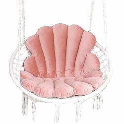 Foto van Handgemaakte hangstoelkussen schelp / shell vorm van cleanaboo® stof velvet roze