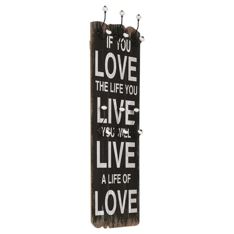 Foto van Vidaxl wandkapstok met 6 haken love live 120x40 cm