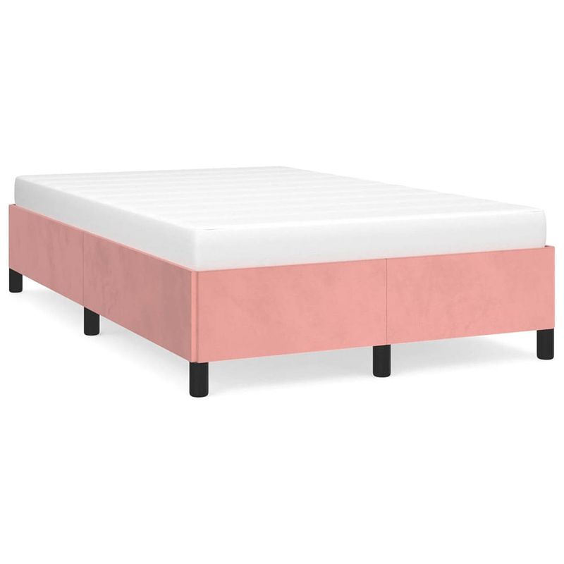 Foto van The living store fluwelen bedframe - roze - 203 x 123 x 35 cm - stevige poten - multiplex lattenbodem - geschikt voor