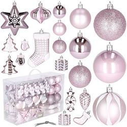 Foto van Kerstballen 77 stuks roze/wit