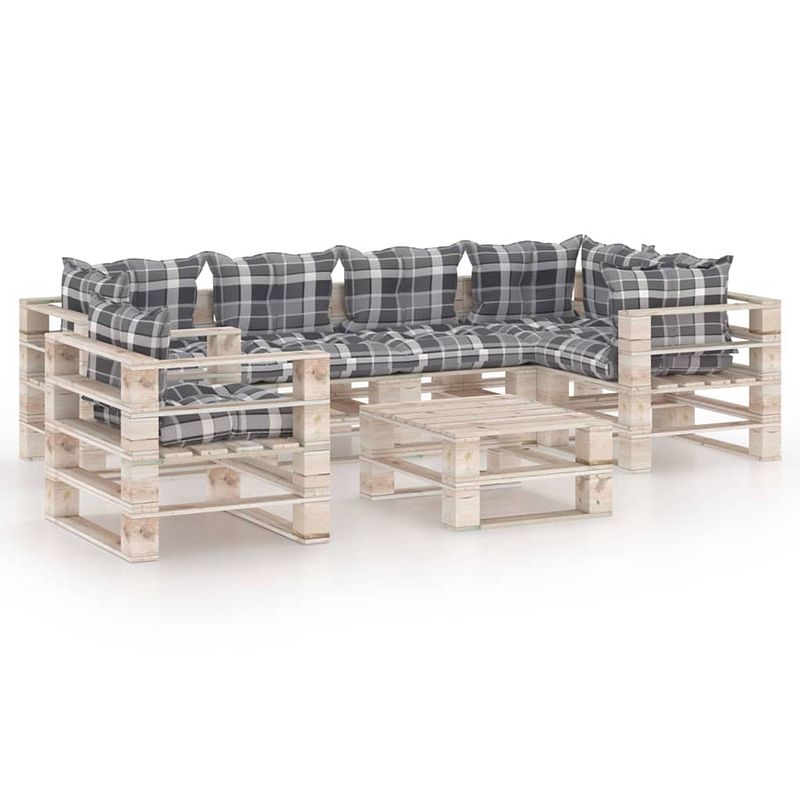 Foto van Vidaxl 7-delige loungeset met kussens pallet grenenhout