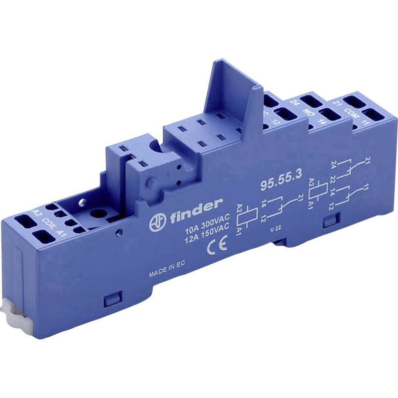 Foto van Finder 95.55.3 relaissocket finder 40.51, finder 40.52, finder 41.61, finder 44.62 (l x b x h) 95.6 x 15.8 x 32.5 mm 1 stuk(s)