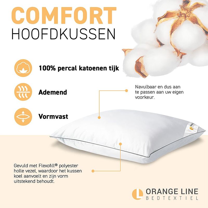 Foto van Hoofdkussen hotel - comfort - geschikt voor zij- en rugslapers - dekbed-discounter.nl