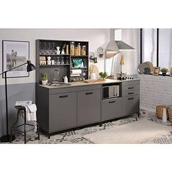 Foto van Storm compo 236 complete keuken - kleur schaduwgrijs - l 236 x d60 x h188 cm - spatwand 3 planken