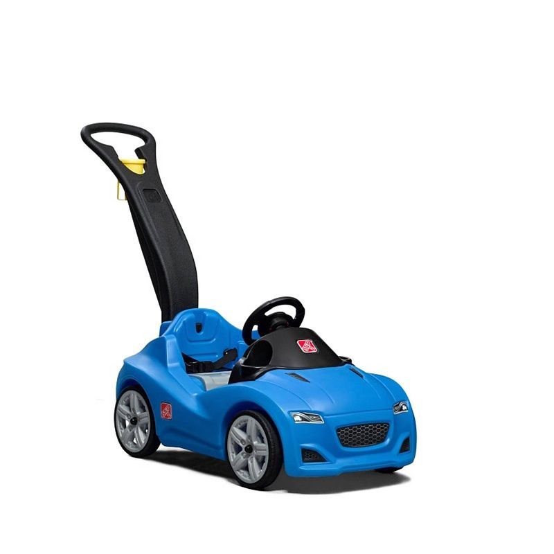 Foto van Step2 whisper ride cruiser loopwagen in blauw duwauto / loopauto met duwstang