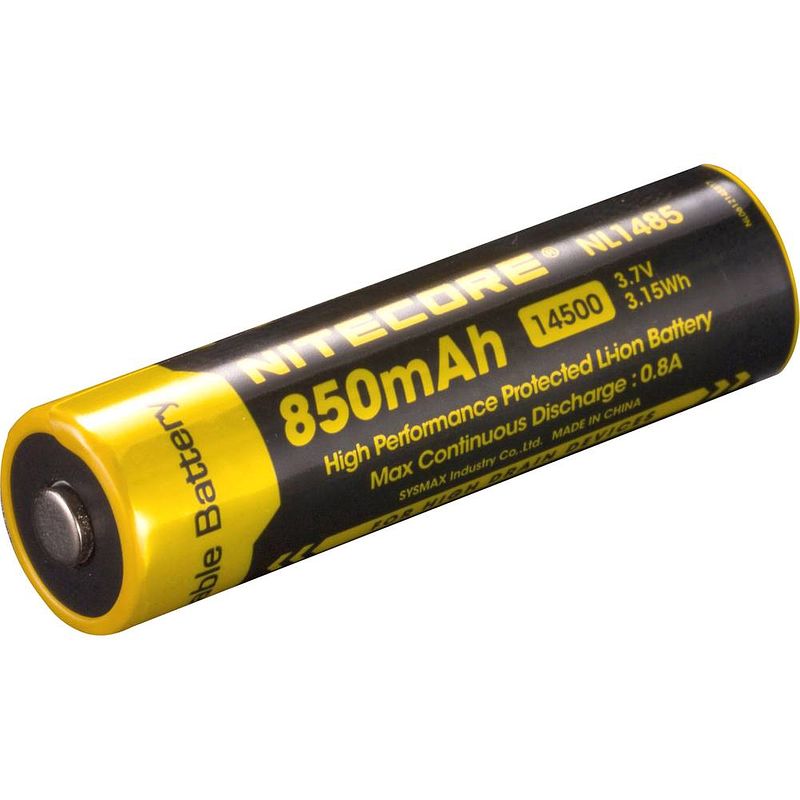 Foto van Nitecore nl1485 speciale oplaadbare batterij 14500 li-ion 3.7 v 850 mah