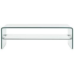 Foto van The living store salontafel glas - 98 x 45 x 31 cm - transparant - gehard veiligheidsglas