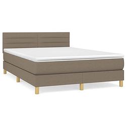 Foto van Vidaxl boxspring met matras stof taupe 140x190 cm