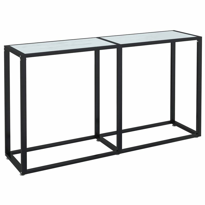 Foto van Vidaxl wandtafel 140x35x75,5 cm gehard glas witmarmerkleurig