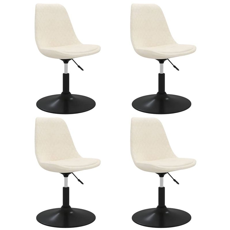 Foto van The living store eetkamerstoelen - fluweel - crème - 49 x 42 cm - 360 graden draaibaar