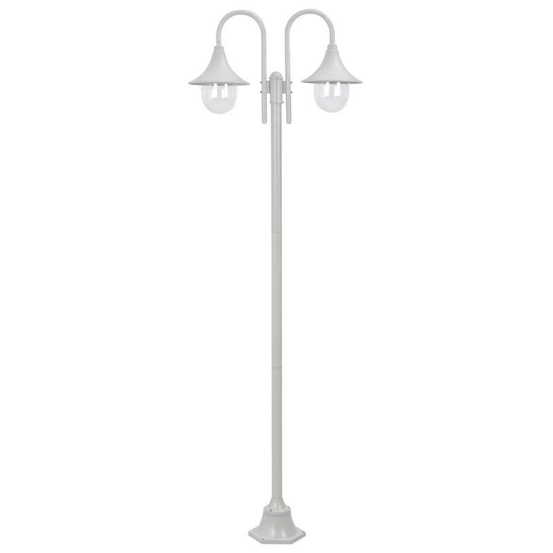 Foto van Vidaxl paalverlichting tuin e27 220 cm aluminium wit 2-delig