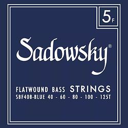 Foto van Sadowsky blue label sbf 40b st. steel flat/taperwound 40-125 snarenset voor 5-snarige elektrische bas