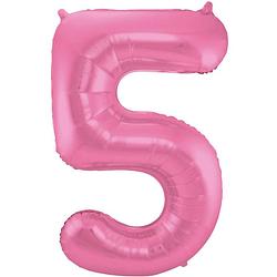 Foto van Folat folieballon cijfer 's5's 86 cm roze