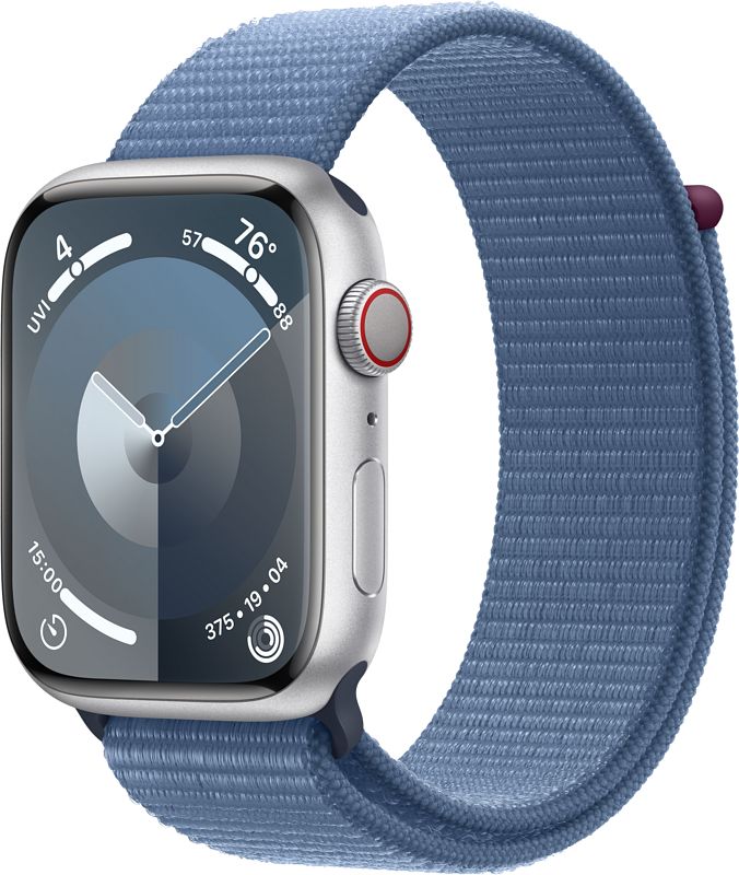 Foto van Apple watch series 9 4g 45mm zilver aluminium sport loop