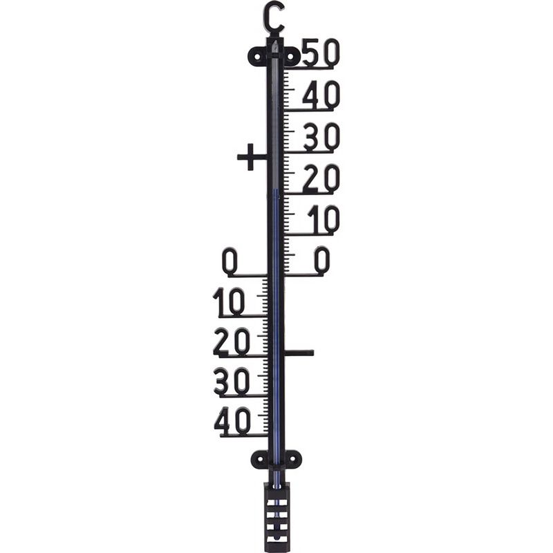 Foto van Zwarte binnen/buiten thermometer 41 cm - buitenthermometers