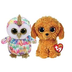 Foto van Ty - knuffel - beanie boo'ss - enchanted owl & golden doodle dog
