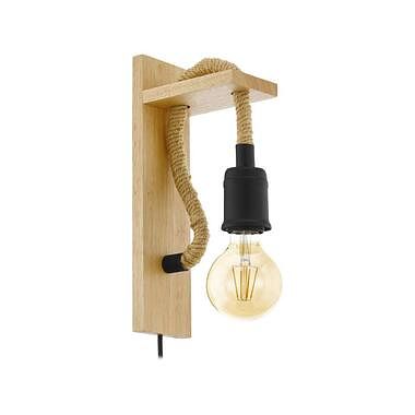 Foto van Eglo wandlamp rampside - zwart/hout - leen bakker