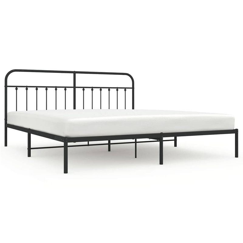 Foto van Vidaxl bedframe met hoofdbord metaal zwart 193x203 cm