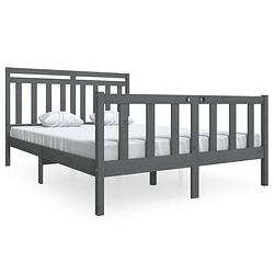 Foto van The living store bedframe grenenhout - grijs - 140 x 190 cm - hoogwaardig materiaal