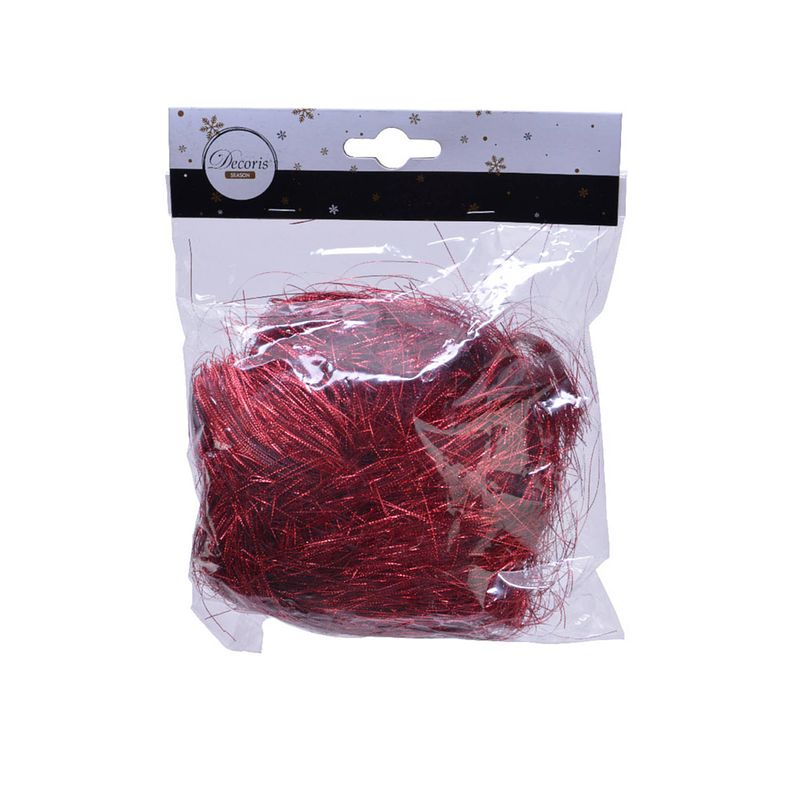 Foto van Decoris engelenhaar - rood - 120 gr - synthetisch - lamettahaar - engelenhaar