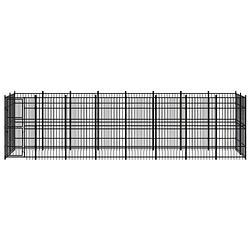 Foto van The living store hondenkennel - zwart - gepoedercoat staal - 768 x 192 x 200 cm - met deur