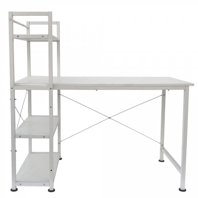 Foto van Bureau computertafel stoer - 3 opbergplanken - industrieel modern wit - metaal hout