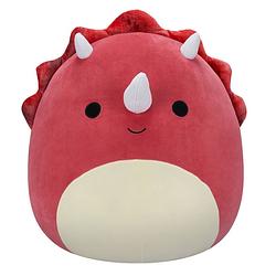 Foto van Squishmallows knuffel tristan de rode triceratops - 60 cm