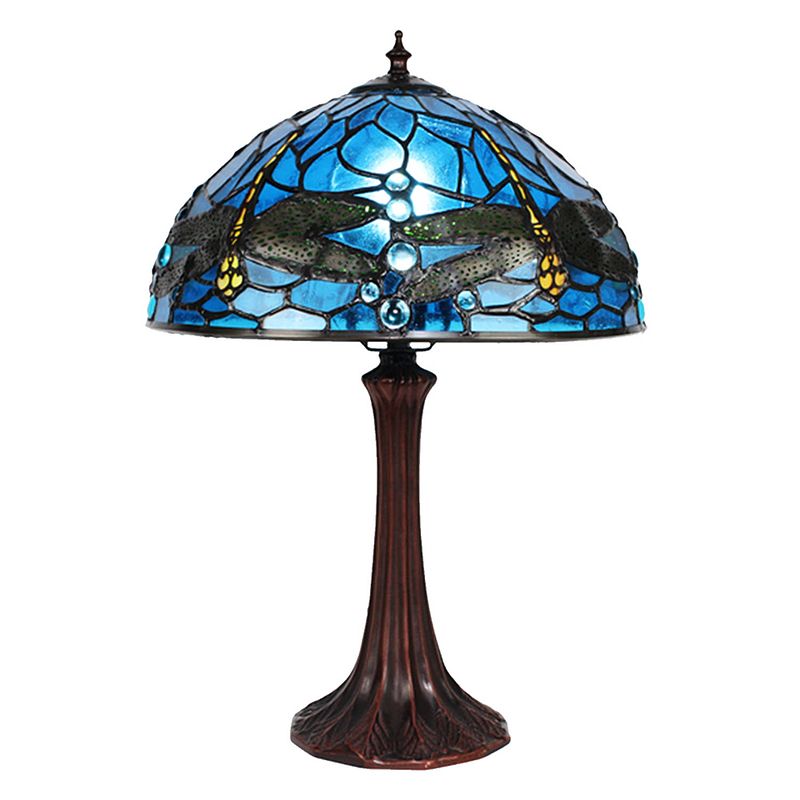 Foto van Haes deco - tiffany tafellamp blauw ø 31x43 cm fitting e27 / lamp max 1x40w