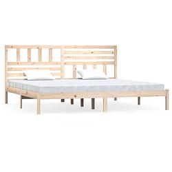 Foto van The living store massief grenenhouten bedframe - 205.5 x 206 x 100 cm - rustiek ontwerp