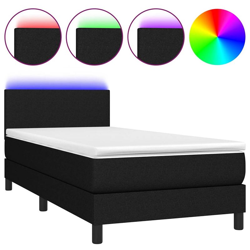 Foto van The living store boxspring bed zwart 193x90x78/88 - led - pocketvering - huidvriendelijk