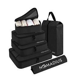 Foto van Nomadius® packing cubes set - premium travel organizer - sbs ritsen - veelzijdig en waterbestendig - koffer organizer
