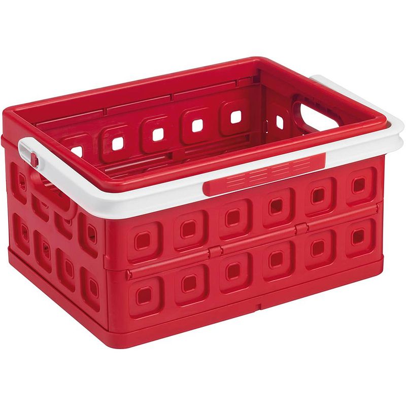 Foto van Sunware - square vouwkrat met handgreep 24l rood - 44 x 31,5 x 21 cm