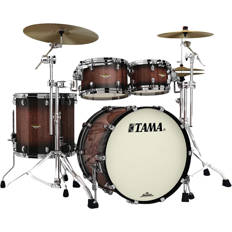 Foto van Tama me42tzbs-vtbv starclassic maple tobacco sunburst movingui 4d. shellset zwart vernikkelde hardware