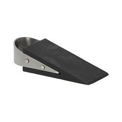 Foto van Deurstopper/deurwig - rvs/rubber - zwart - anti-slip - 12 x 5 x 3 cm - deurstoppers